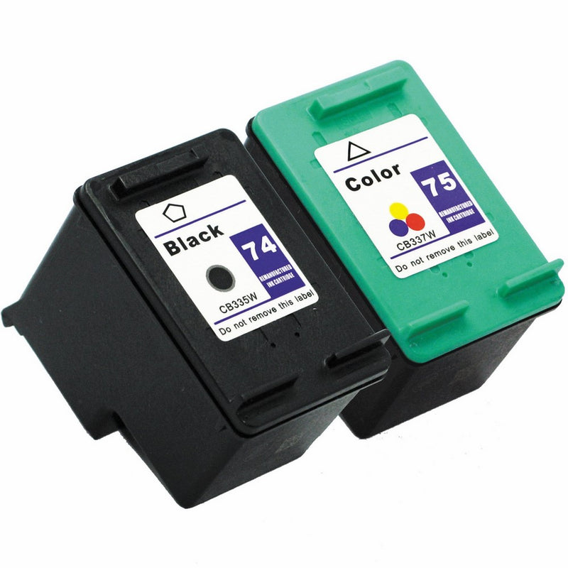 Generic Remanufactured Ink Cartridge Replacement for HP HP 74 75 ( Black, Color , 2-Pack )