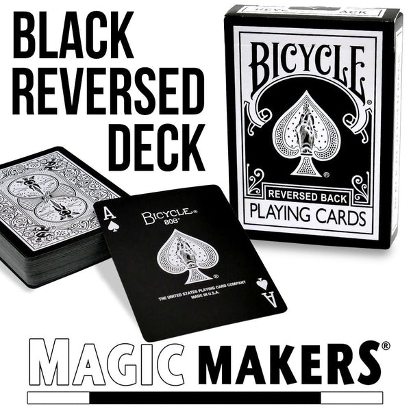 Magic Makers Bicycle Reverse Black Deck - Playing Card Deck Including Extra Gaff Cards