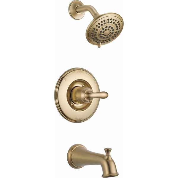 Delta T14494-CZ Linden 14 Series Single-Function Tub and Shower Trim Kit with 5-Spray Touch Clean Shower Head, Champagne Bronze (Valve Not Included)