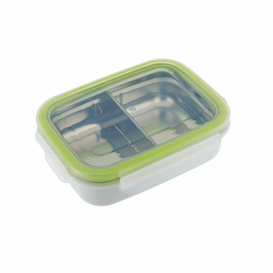 Innobaby Keepin' Fresh Stainless Divided Bento Snack Box with Lid for Kids and Toddlers. BPA Free. Green.