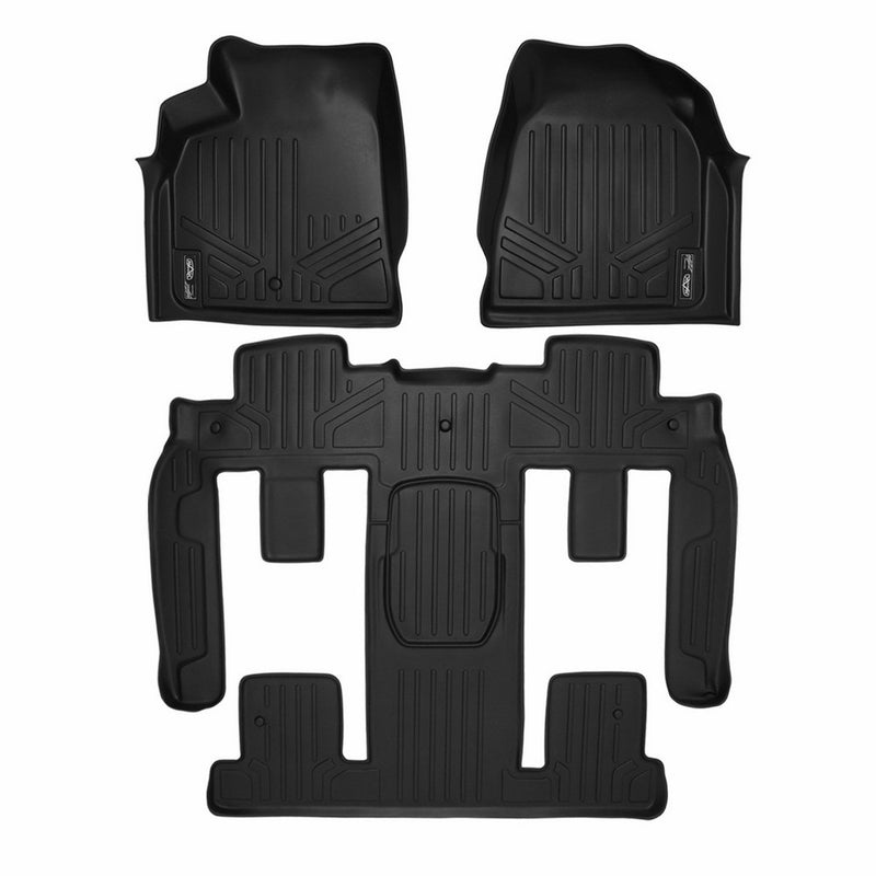 SMARTLINER Floor Mats 2 Row Liner Set Black for Traverse/Enclave/Acadia/Outlook (With 2nd Row Bucket Seats)