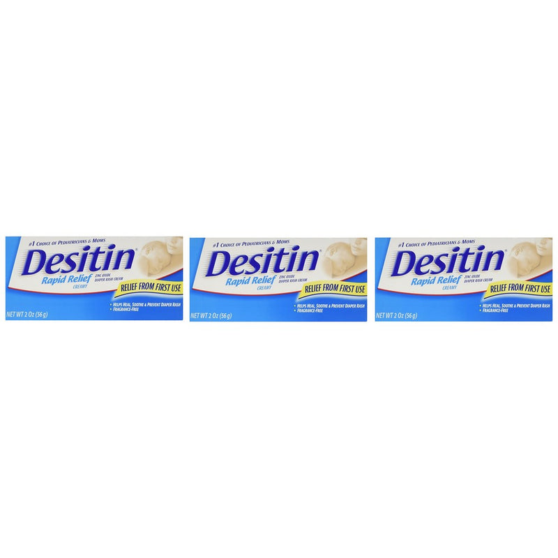 Desitin Rapid Relief Creamy Zinc Oxide Diaper Rash Cream (Pack of 3)