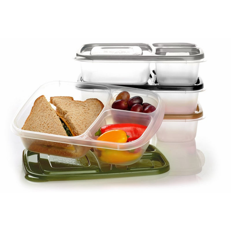 EasyLunchboxes 3-Compartment Bento Lunch Box Containers, Set of 4, Urban