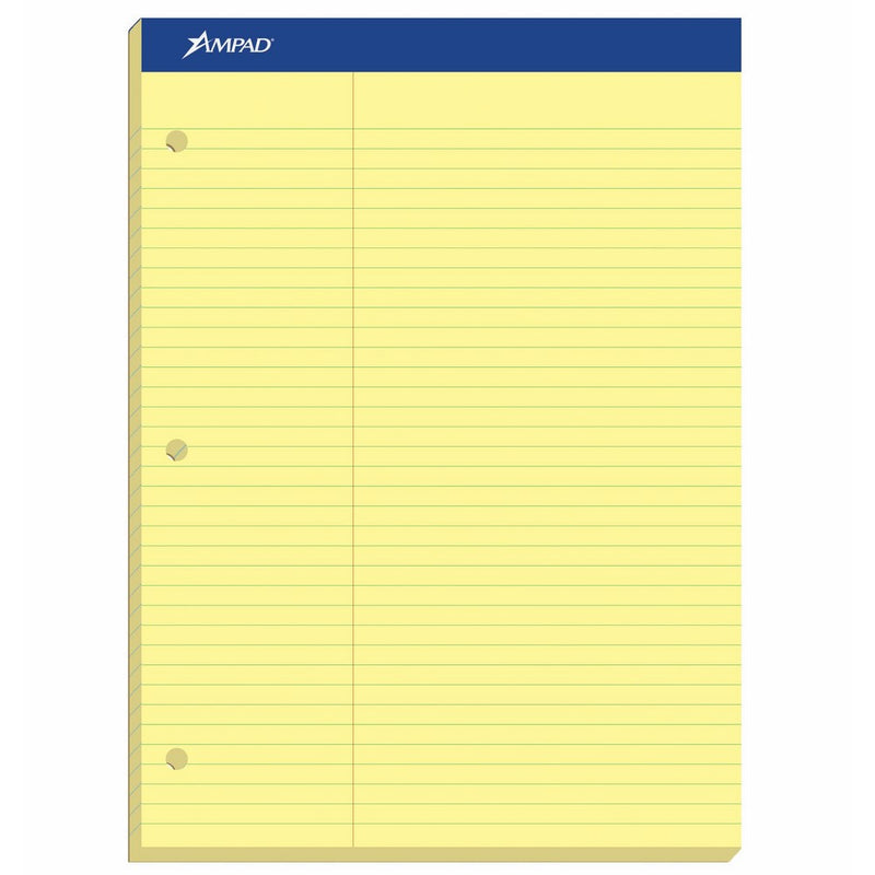 Ampad 20245 Double Sheets Pad, Law Rule, 8 1/2 x 11 3/4, Canary, 100 Sheets