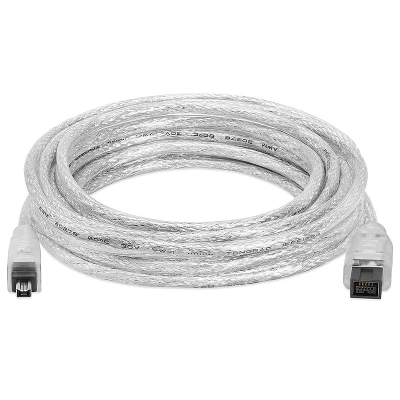 Cmple - 9 PIN/ 4PIN BILINGUAL FireWire 800 - FireWire 400 Cable -15FT, CLEAR