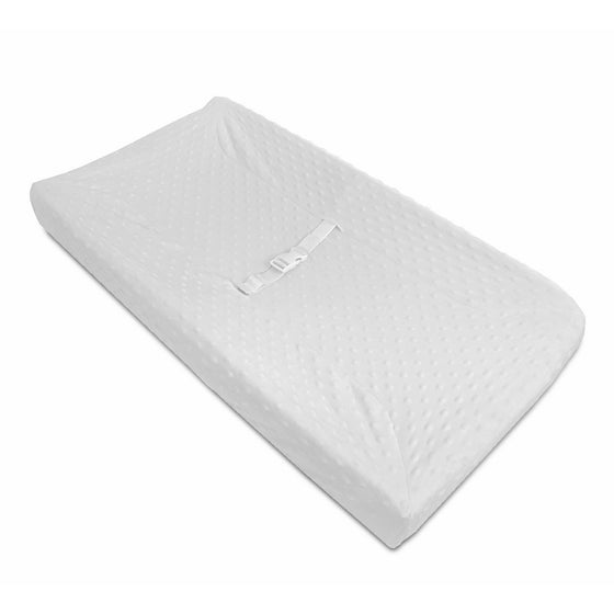 American Baby Company Heavenly Soft Minky Dot Fitted Contoured Changing Pad Cover, White Puff