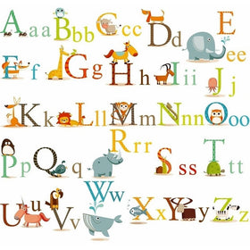 Classic Animals Alphabet Baby Nursery Peel & Stick Wall Art Sticker Decals