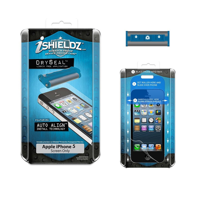 iShieldz 01519-6 Dry Seal with Auto Align Technology Screen Protectors for Apple iPhone 5-1 Pack - Retail Packaging - Clear