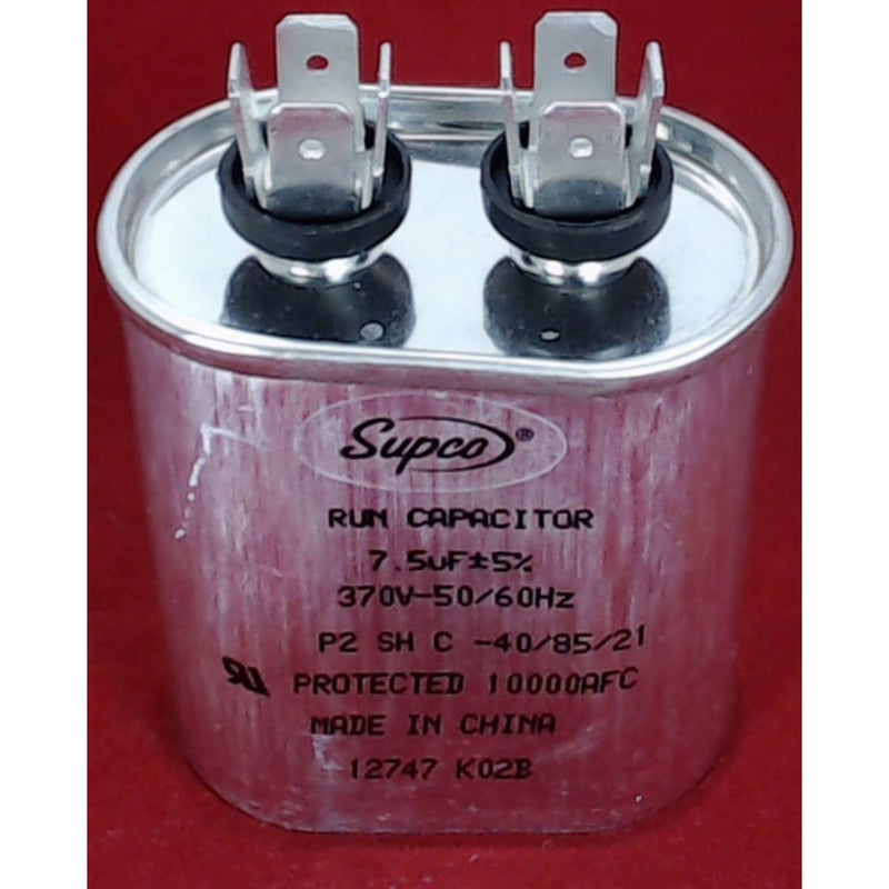 Supco Run Capacitor, Oval, 7.5 Mfd, 370 Volt, CR7.5X370