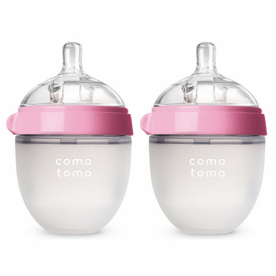 Comotomo Baby Bottle, Pink, 5 Ounce, 2-Count