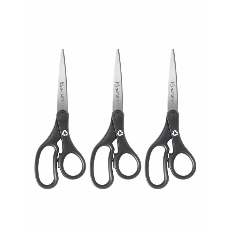 Westcott 8-Inch KleenEarth Basic Straight Scissors, 3 Pack, Black (15585)