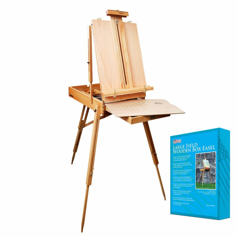 U.S. Art Supply Coronado French Style Easel & Sketchbox with 12" Drawer, Wooden Pallete & Shoulder Strap