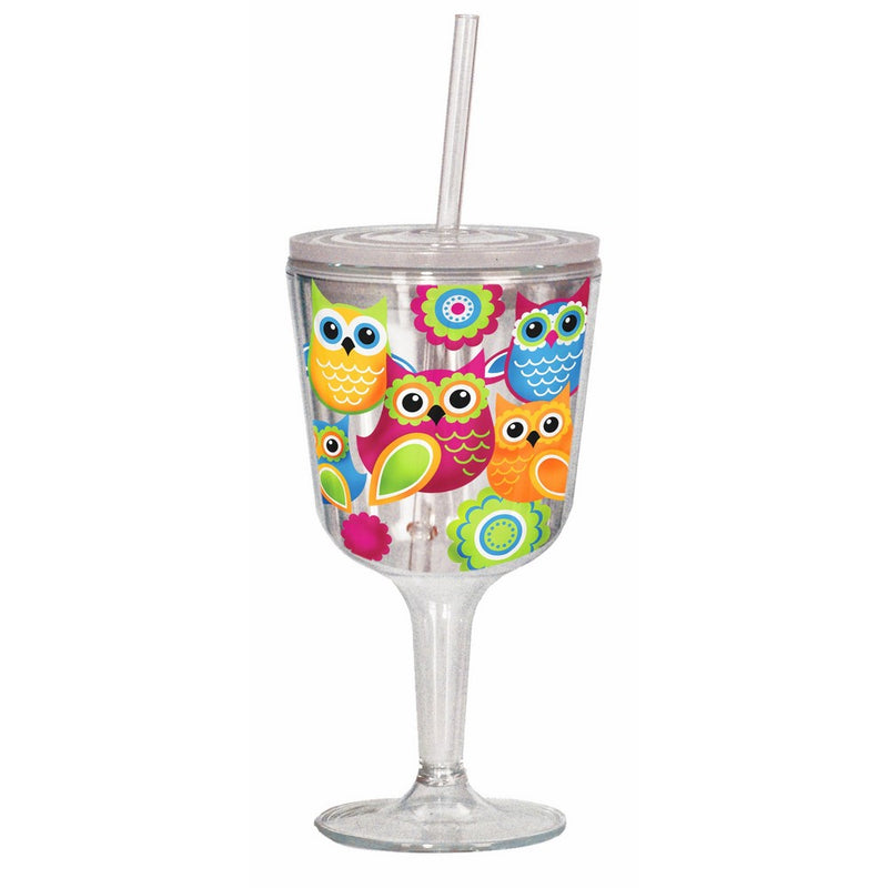 Spoontiques Owls Goblet, Multi Colored