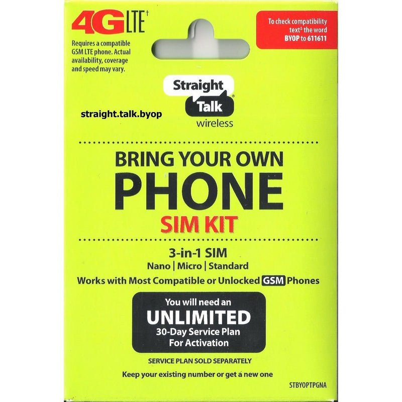 Straight Talk AT&T Compatible NANO Size SIM Card for AT&T Phones and Unlocked GSM Phones