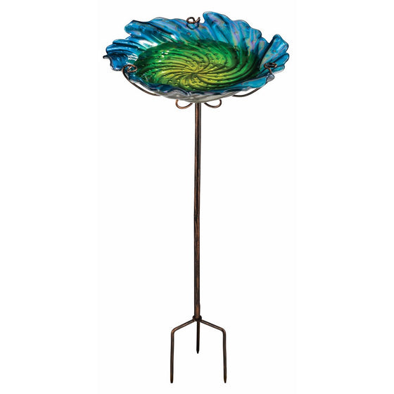 Regal Art & Gift Birdbath/Feeder with Stake, Blue