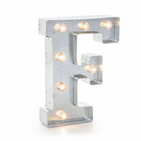 Darice Silver Metal Marquee Letter F – Industrial, Vintage Style Light Up Letter Includes an On/Off Switch, Perfect for Events or Home Décor (5915-707)