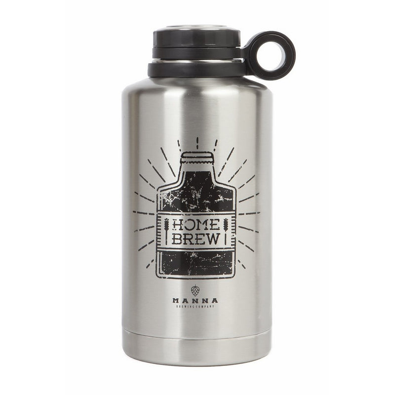 Manna Ring Growler | 64oz Vacuum Insulated Stainless Steel | Craft and IPA Beer Growler | Keeps Beverages Fresh and Cold up to 24 Hours | Lead and BPA Free - Home Brew