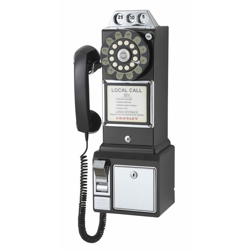 Crosley CR56-BK 1950's Payphone with Push Button Technology, Black