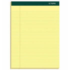 TOPS Docket Writing Pads, 8-1/2" x 11-3/4", Perforated, Canary Paper, Narrow Rule, 2x The Sheets Of Standard Pads, 100 Sheets, 6 Pack (63376)