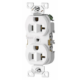Eaton CR20W-SP-L Commercial Grade Straight Blade Duplex Receptacle with 20-Amp, 125-Volt, 5-20-NEMA Rating, White