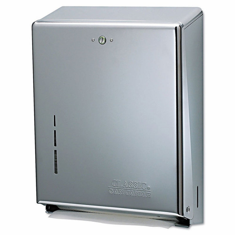 San Jamar T1900SS C-Fold/Multifold Towel Dispenser, Stainless Steel, 11 3/8 x 4 x 14 3/4