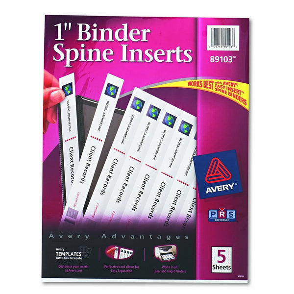 Avery 89103 Binder Spine Inserts, 1" Spine Width, 8 Inserts per Sheet (Pack of 5 Sheets)