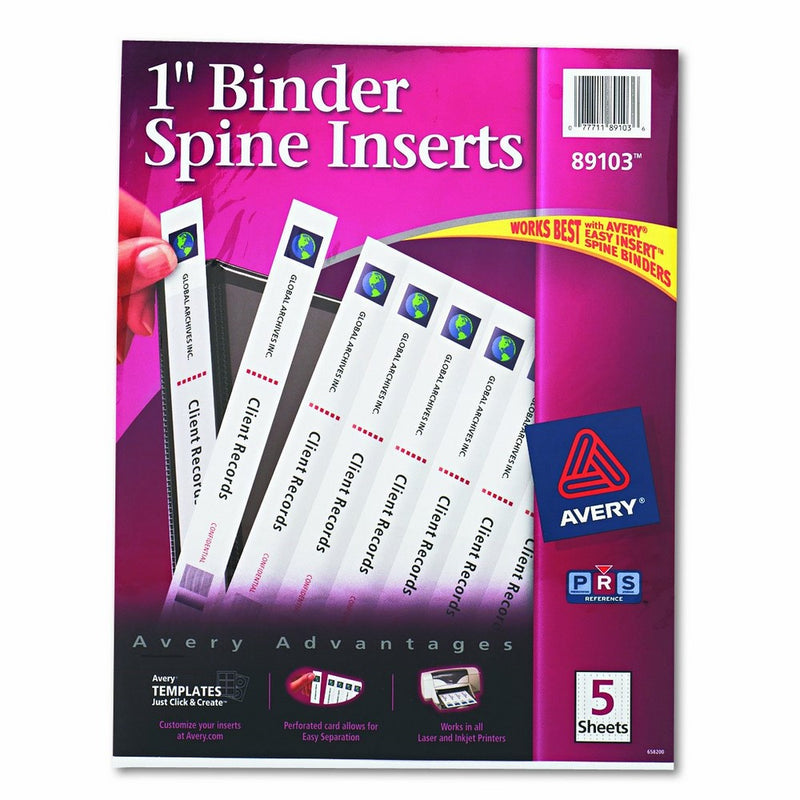 Avery 89103 Binder Spine Inserts, 1" Spine Width, 8 Inserts per Sheet (Pack of 5 Sheets)