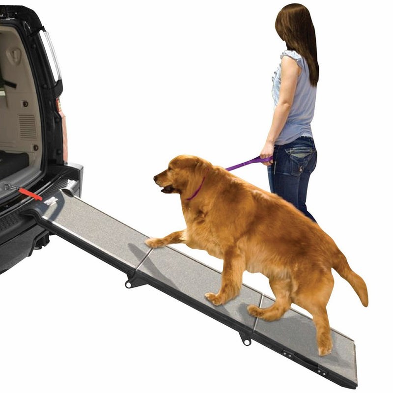 Pet Gear Tri-Fold Ramp 71 Inch Long Extra Wide Portable Pet Ramp for Dogs/Cats up to 200lbs, Patented Compact/Easy Fold with Safety Tether