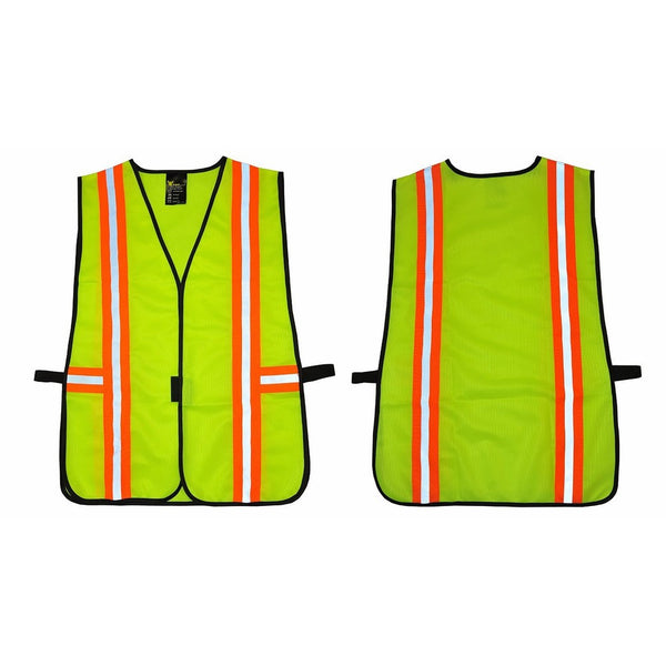 G & F 41112 Industrial Safety Vest with Reflective Stripes, Neon Lime Green