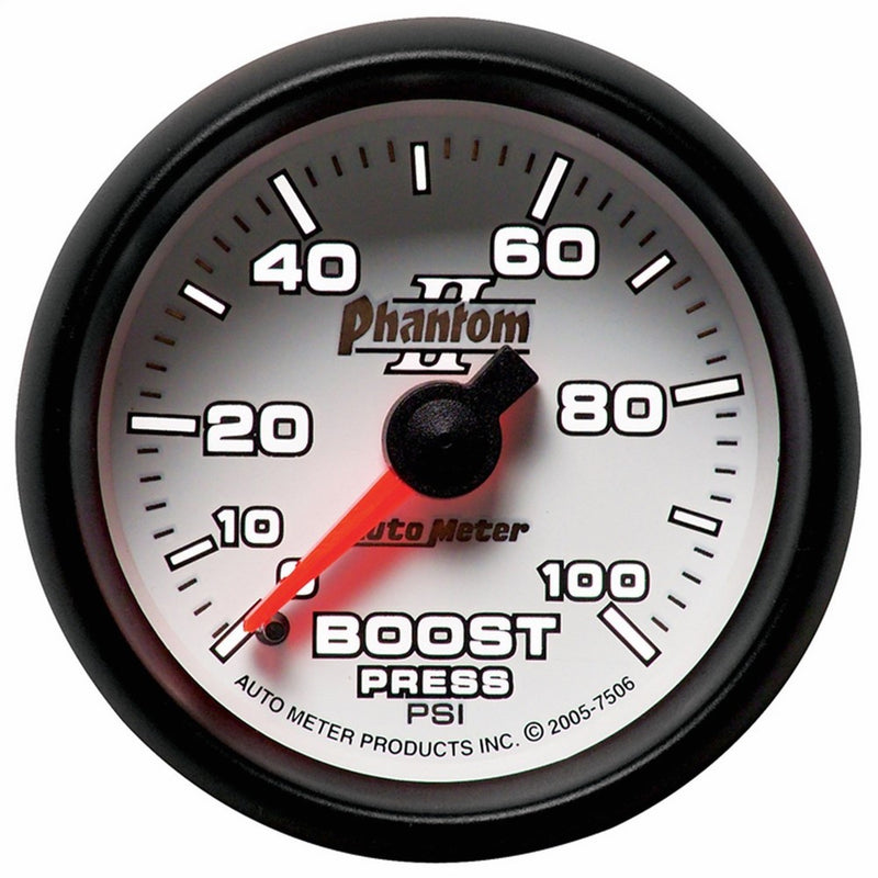 Auto Meter 7506 Phantom II 2-1/16" 0-100 PSI Mechanical Boost Gauge