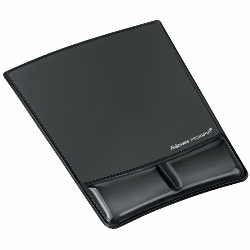 Fellowes Mouse Pad/Wrist Support with Microban Protection, Black (9182301)