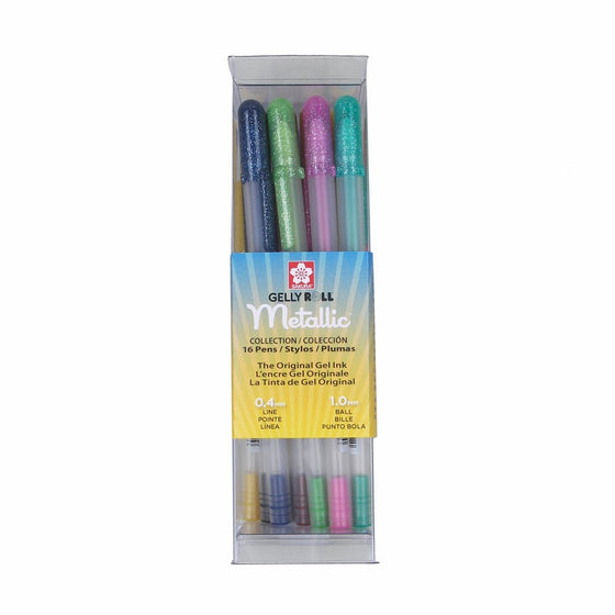 Sakura 57369 16-Piece Gelly Roll Metallic Assorted Colors Cube Collection Gel Pen Set