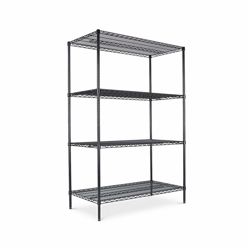 Alera ALESW504824BL Industrial Heavy-Duty Wire Shelving Starter Kit, 4-Shelf, 48w x 24d x 72h, Black