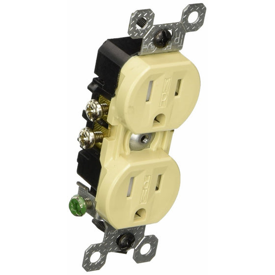 Pass & Seymour 3232TRWRICC8 Duplex Receptacle, Weather Resistant and Tamper Resistant, 15-Amp, 125-volt, Ivory