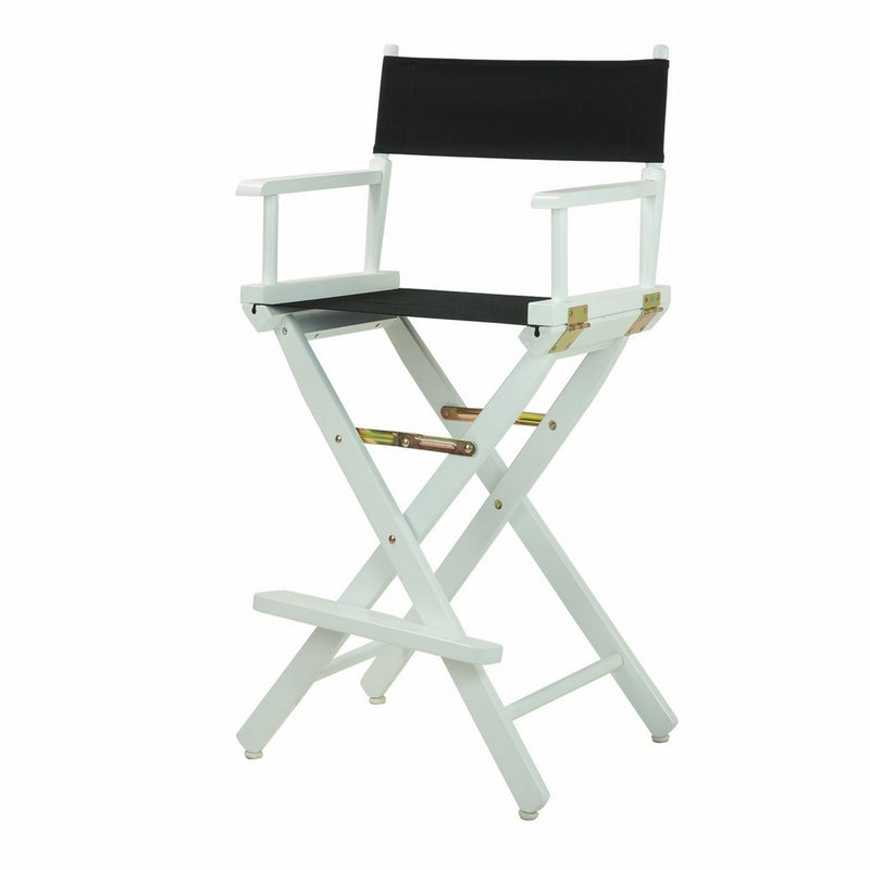 Casual Home 30" Director's Chair White Frame-with Black Canvas, Bar Height