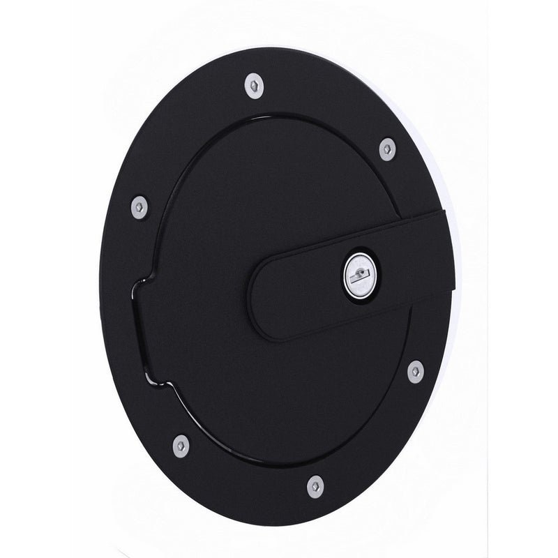 AMI 6070KL AMI Race Style Billet Fuel Door 7'' Ring O.D. 5 1/8'' Door O.D.-Flat Black Ring and Locking Door, 1 Pack