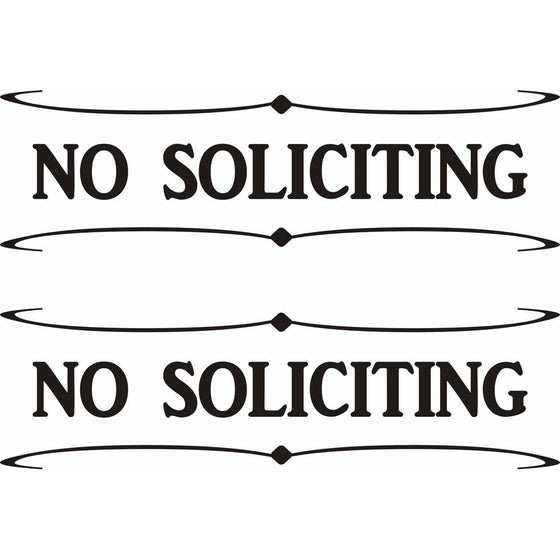 No Soliciting - White Vinyl Decal Stickers- Package of 2 by Mysigncraft