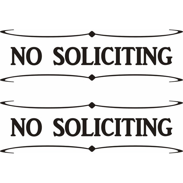 No Soliciting - White Vinyl Decal Stickers- Package of 2 by Mysigncraft