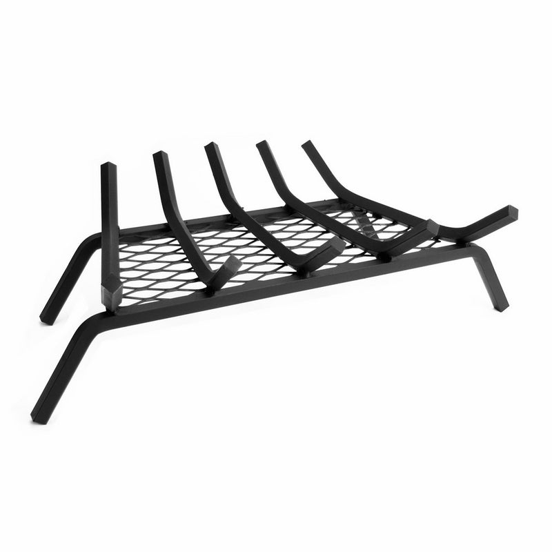 Pleasant Hearth 1/2" Solid Steel Fireplace Grates With Ember Retainer, Black, 21-Inch