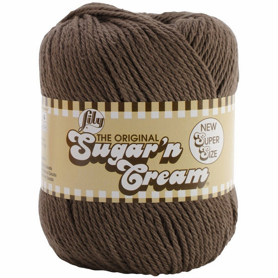 Lily Sugar 'N CreamSuper Size Solid Yarn - (4) Medium Gauge 100% Cotton - 4 oz -Warm Brown-Machine Wash & Dry