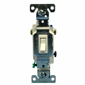 Cooper Wiring Devices C1303-7W White Framed Grounded Toggle Switch (120 Vac, 15 a)