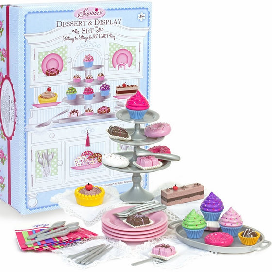 Sophia's 18" Doll Dessert Set with Desserts, Serving Plates, Utensils and Trays (39-Piece)