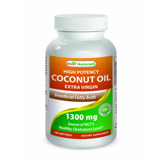 Best Naturals Extra Virgin Coconut Oil 1300 mg 180 Softgels