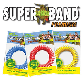 Superband Premium Insect Repellent Bracelet: Assorted Colors - Red, Blue, Yellow (10 Pack)