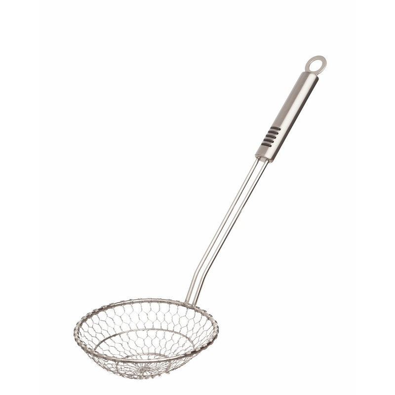 Helen's Asian Kitchen Stainless Steel Mesh Spider Food Dumpling Noodle Strainer, 7-Inch Strainer Basket