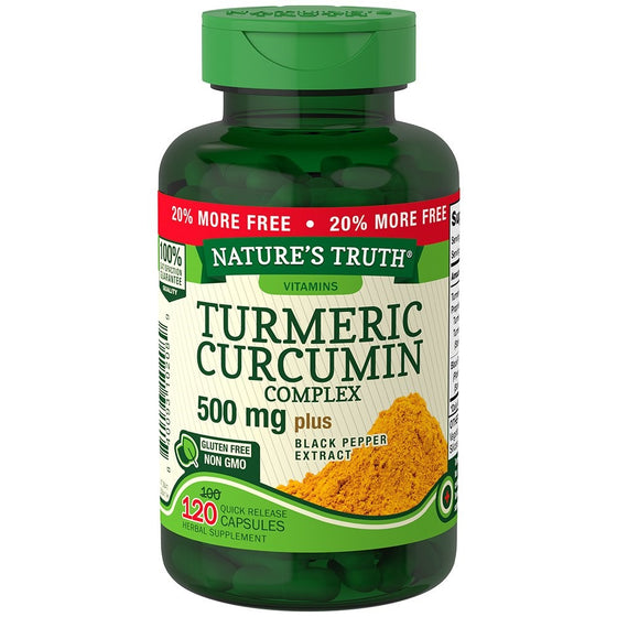 Nature's Truth Turmeric Curcumin Complex 500 mg Plus Black Pepper Extract, 120 Count