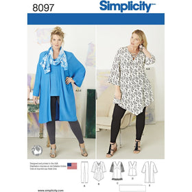 Simplicity Creative Patterns US8097FF Plus Size Tunic, Top, Kimono and Knit Leggings, Size FF (18W-20W-22W-24W)