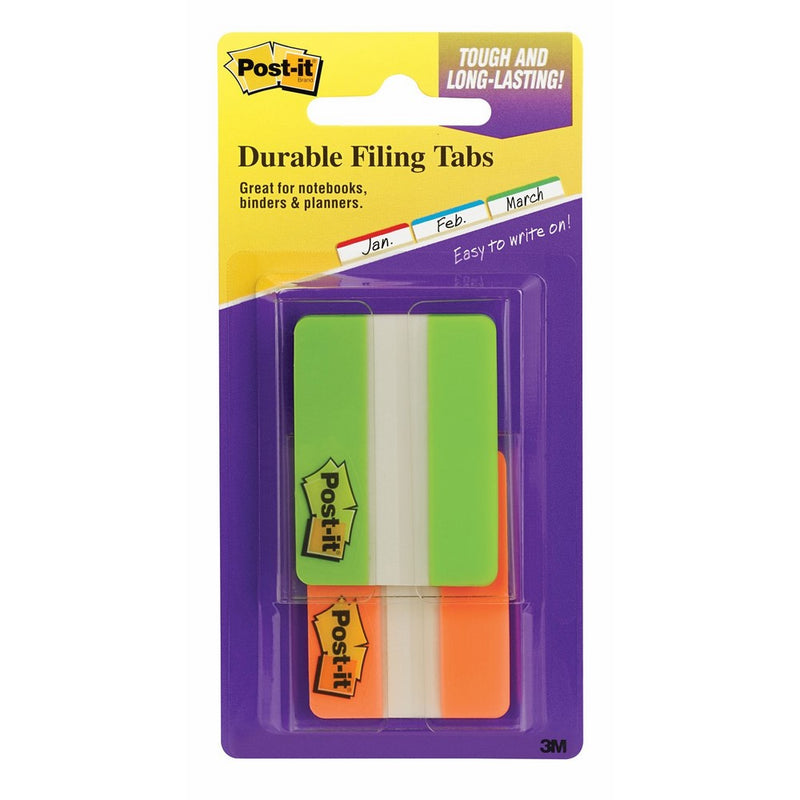 Post-it Tabs, 2 in., Solid, Green, Orange, Durable, Writable, Repositionable, Sticks Securely, Removes Cleanly, 22 Tabs/Color, 2 On-the-Go Dispensers/Pack, (686-2GO)