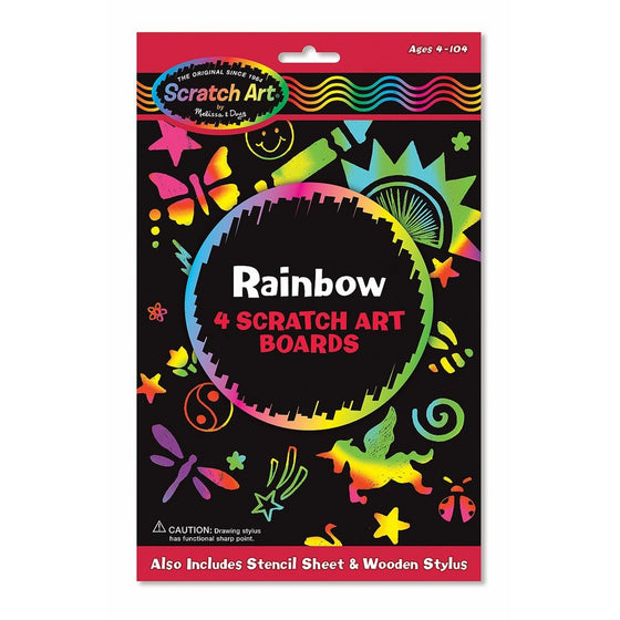 Melissa & Doug Scratch Art Activity Kit: Rainbow - 4 Boards, Stencil Sheet, Wooden Stylus