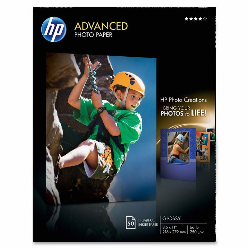 HP Glossy Advanced Photo Paper for Inkjet, 8.5 x 11 Inches, 50 Sheets (Q7853A)